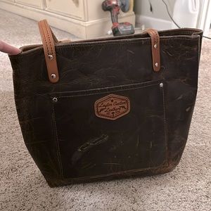 Layton Leathers custom buffalo hide tote bag
